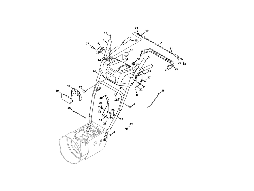 T-Style Handle And Frame Diagram and Parts List for 3X26-INCH31AH55TA (31AH55TA710-31AH55TA756)(2013) Cub Cadet Snow Blower